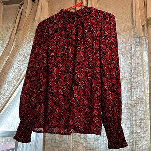 Black and red floral top